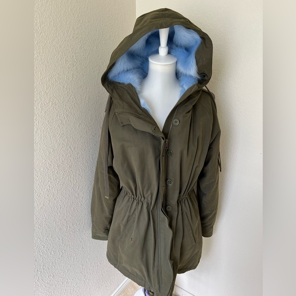 Warm winter coat. Army green. Small - Picture 1 of 7